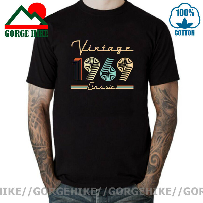 Классическая мужская Винтажная Футболка 1969, футболка с подарком на 50-й день рождения, футболка, сделанная в 1969 году, 50-летний ранний женский ...