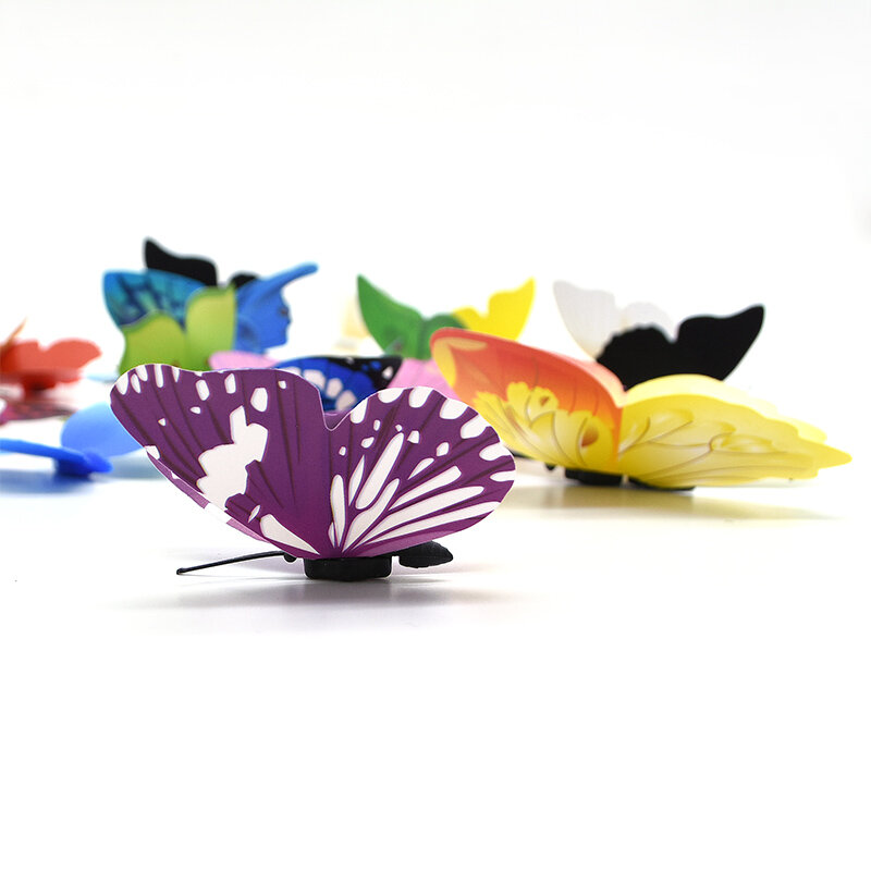 Pegatina de pared de mariposa 3D Multicolor, imán de nevera, pegatinas de pared para habitación de niños, decoraciones de Mariposas, 12 Uds.