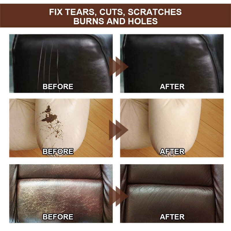 Nuevas de cuero limpiador de reparación crema de cuero negro y Kit de reparación de vinilo para muebles sofá coche asientos sofá chaqueta