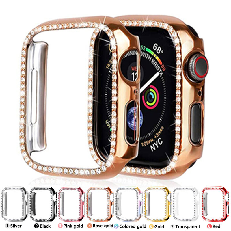 Diamond Bumper กรณีป้องกันสำหรับ Apple Watch Series 7 SE 65432 38มม.42มม.สำหรับ Iwatch 40มม.44มม.อุปกรณ์เสริมสร้อยข้อมือ
