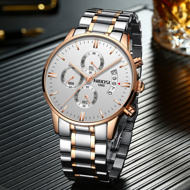 NIBOSI-Relojes de pulsera de cuarzo para parejas, cronógrafo de lujo, de negocios, a la moda, resistente al agua, nuevo
