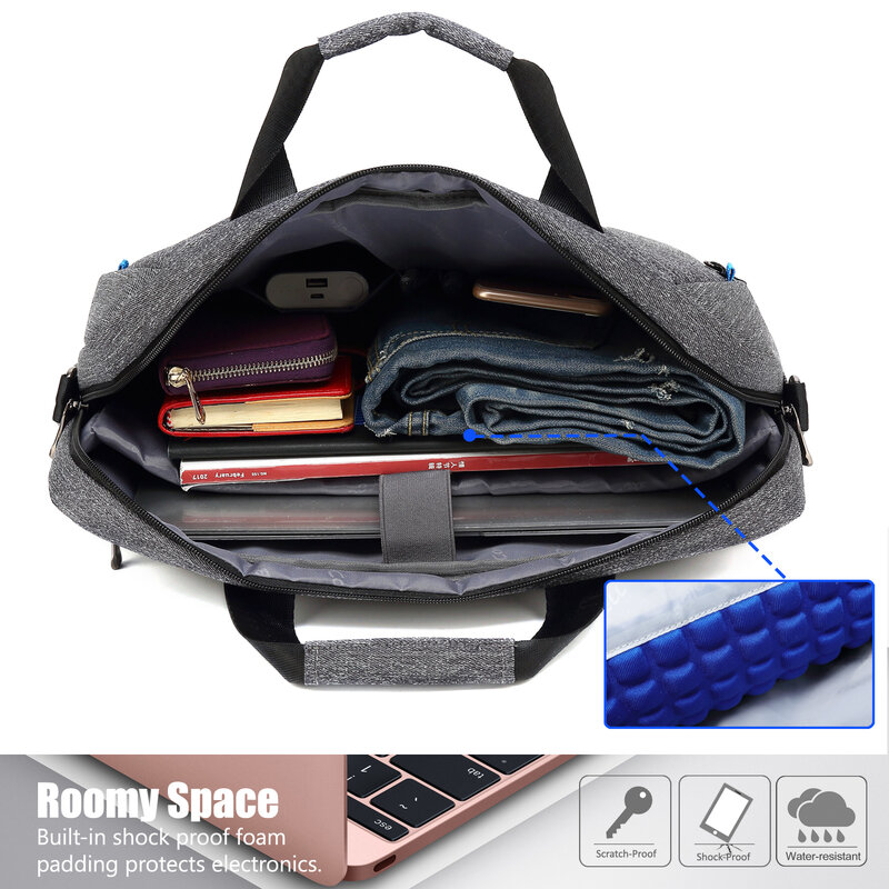 CoolBELL-Bolsa de mensajero para ordenador portátil de 15,6/17,3 pulgadas, maletín de hombro de tela Oxford para hombre, bolso de negocios para oficina