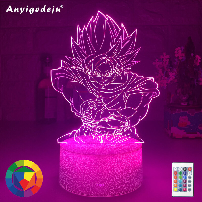 Светильник СВЕТОДИОДНЫЙ 3d Z Goku для детской спальни, украшение, уникальный подарок на день рождения ребенку, ночсветильник в стиле аниме, Пря...