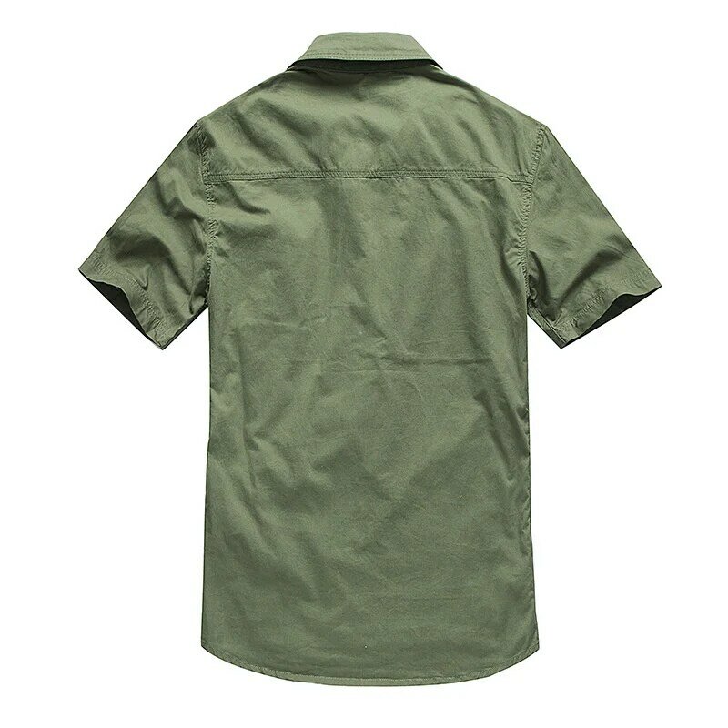 جديد القميص عادية الرجال الصيف تنفس قمصان رجالي 100% القطن العسكرية الصلبة قصيرة الأكمام قمصان الذكور قميص أوم M-4XL
