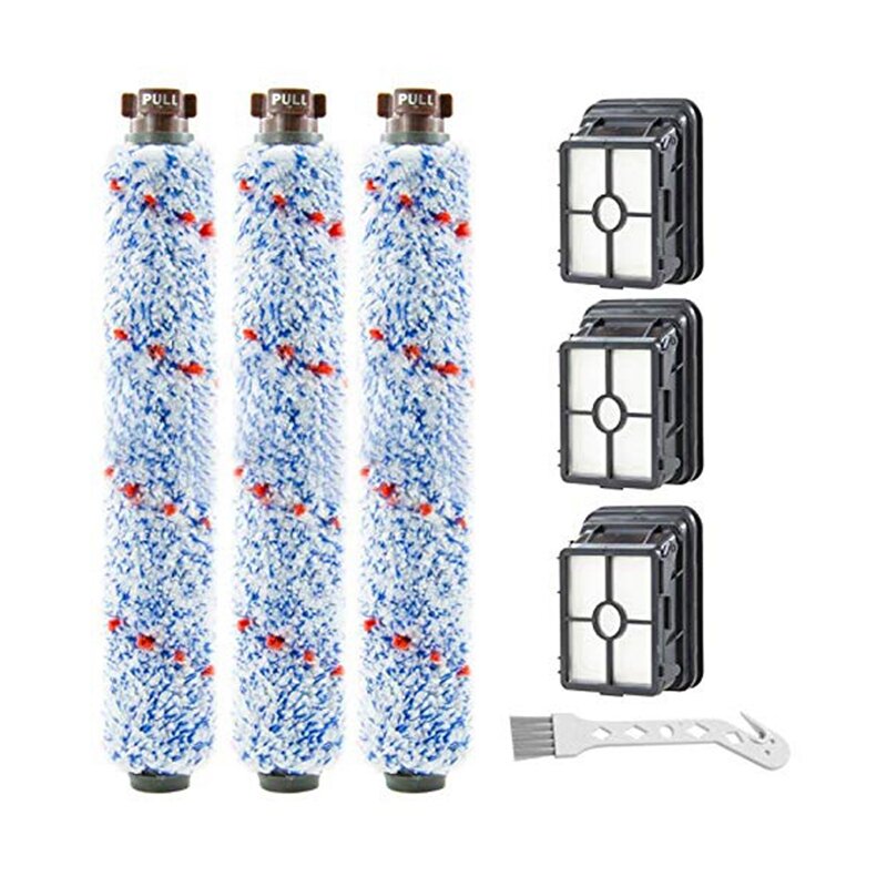 3 Pack Multi Surface 1868 Brush Roll and 3 Pack 1866 Vacuum Filter Compatible with Bissell Crosswave 1785 2306 Series. Compare T