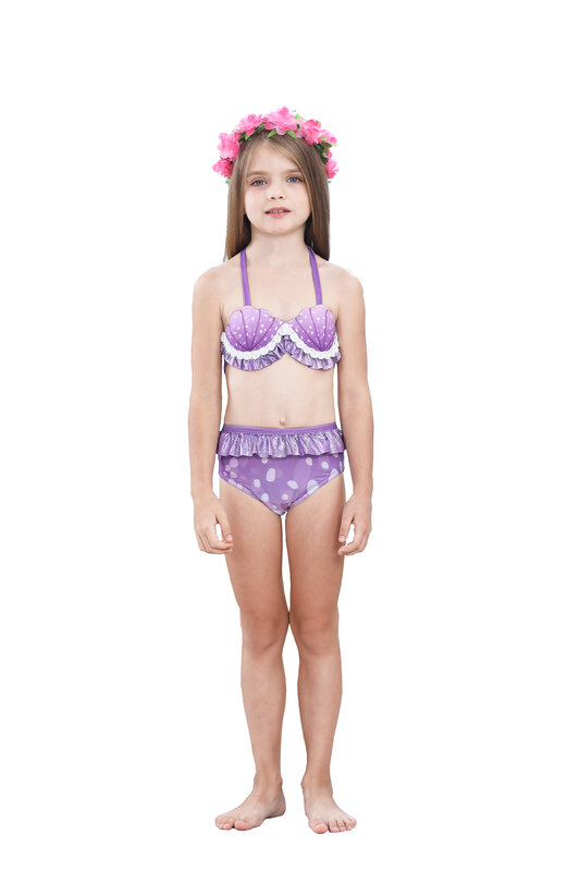3PCS/Set The Little Mermaid Tail Costume Swimsuit Kids Mermaid  Cosplay Mermaid Swimwear Birthday Gift Fancy Dress Can Add Fin