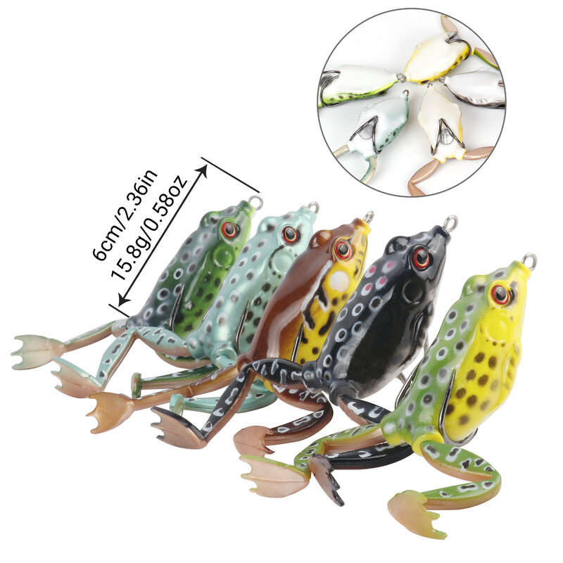 RUNCL Double Propeller Frog Soft Baits Shad Soft Lure Jigging Fishing Bait Prop Topwater Catfish Silicone Artificial Wobblers