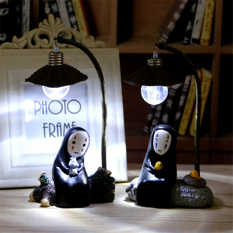 Face less Man Led Light Miyazaki animazione Spirited Away No face Man Night Light Lamp ornamenti in resina Craft Kids regali di compleanno