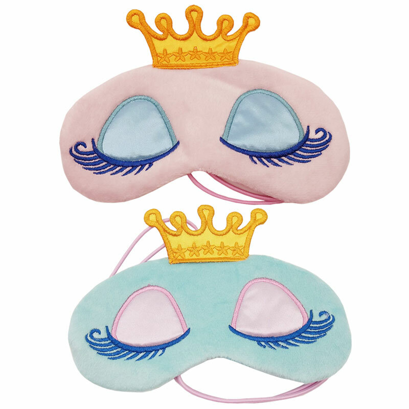 สีชมพูน่ารัก/Blue Crown Sleeping Mask Crown Eyeshade Eye Cover การ์ตูนขนตายาว Blindfold ของขวัญผู้หญิง les