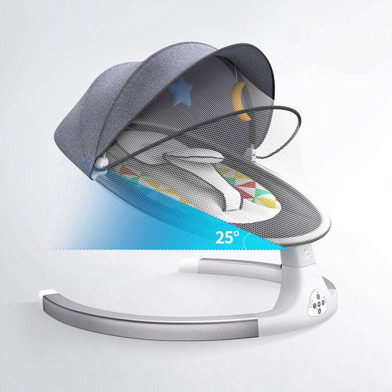 Altalena culla elettrica culla sedia a dondolo buttafuori neonato reclinabile Bluetooth con cintura telecomando Transat broadbé