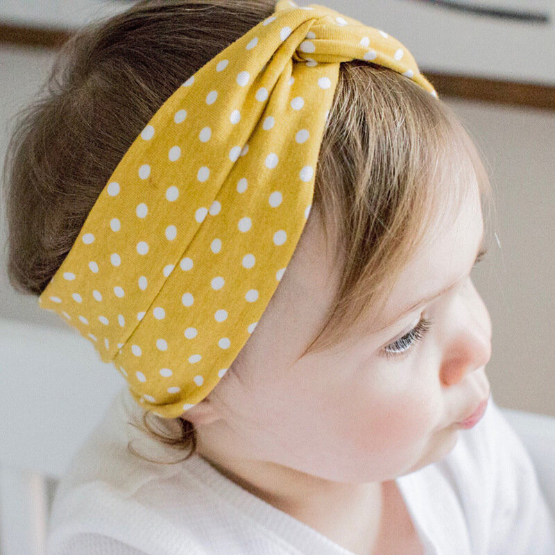 Gorące dziecko z pałąkiem na głowę bluza krzyżykowa węzeł elastyczne gumki do włosów miękkie kropki dziewczyny Hairband akcesoria do włosów skręcone wiązane bawełniane Headwrap