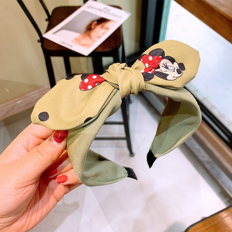 Disney-accesorios para el pelo de Mickey Mouse para niña, diadema con lazo de dibujos animados, diadema de Minnie Dot, tocado para niña y mujer, novedad