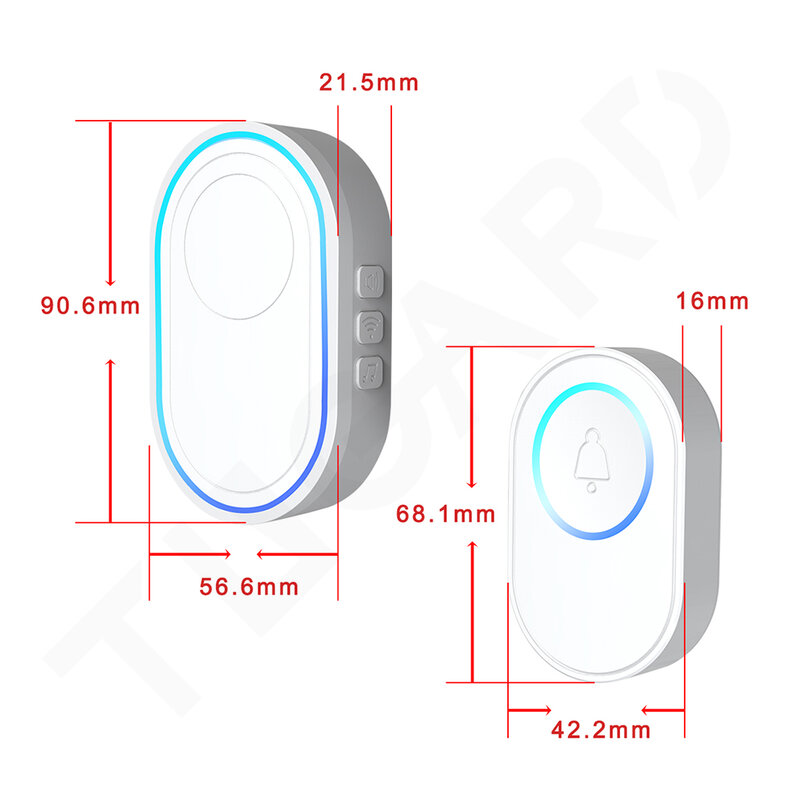 TUGARD DB10 Wireless Home Security Welcome Doorbell 58 Ringtones EU UK US Plug 300M Remote Smart Doorbell Chime Touch Button