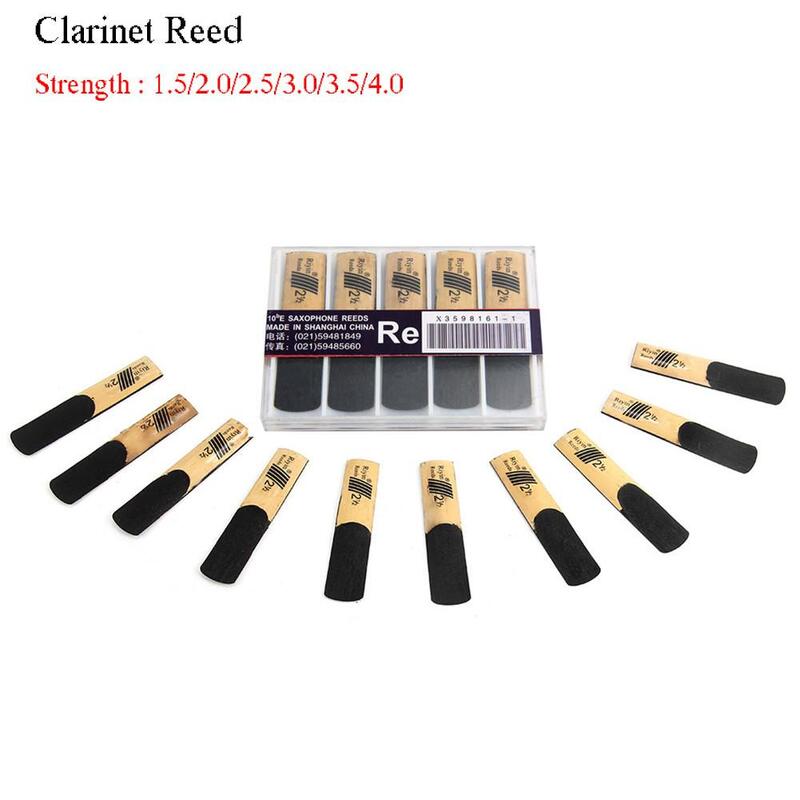 10pcs Clarinet Reeds Set With Strength 1.5/2.0/2.5/3.0/3.5/4.0 Reed With Beginer Wind Instrument Use Box Plastic Music Trai E8X6