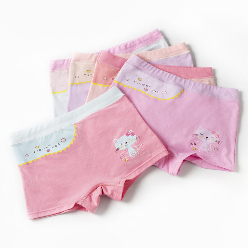 Calcinha para meninas roupa interior de algodão quatro estações shorts crianças roupas cute underwear tamanho 2t-14t 5 unidades/pacote