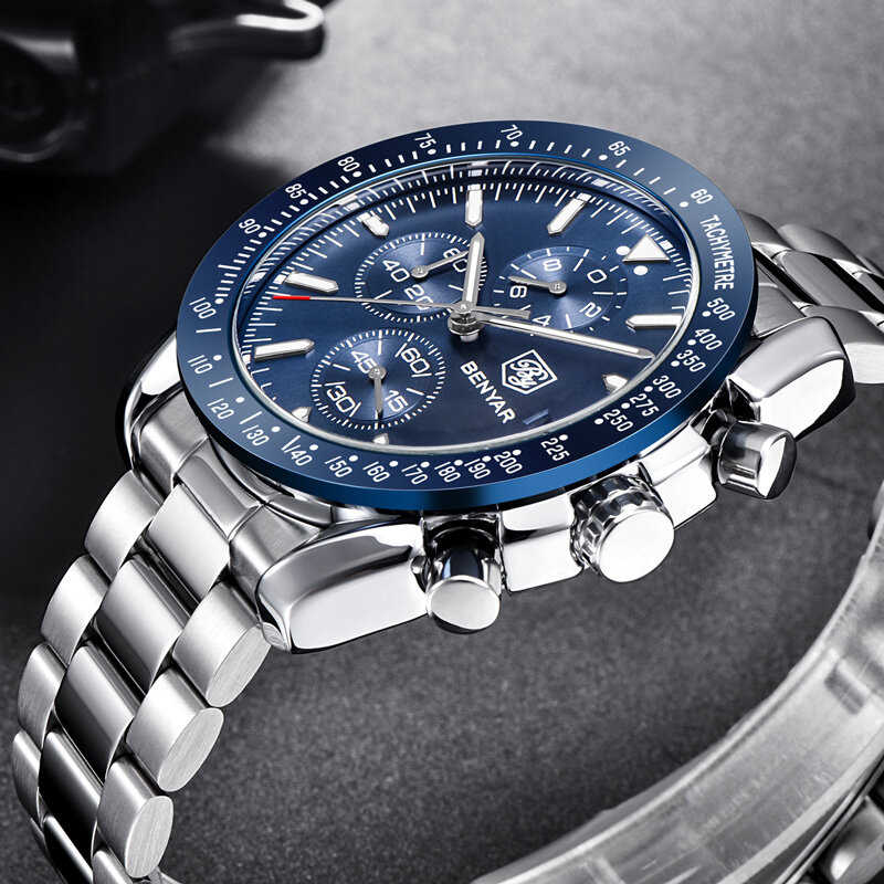 Novo benyar relógio de pulso dos homens 2022 quartzo cronógrafo masculino relógios marca superior luxo moda militar relógio masculino zegarki meskie