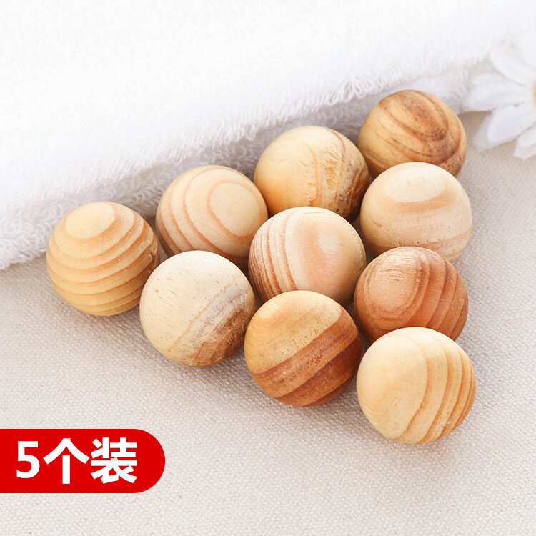 5 pieces of camphor wood insect repellent and moisture-proof wooden ball wardrobe