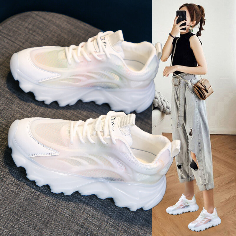 Женские кроссовки с круглым носком, летняя спортивная обувь для бега, модная женская летняя обувь, 2021