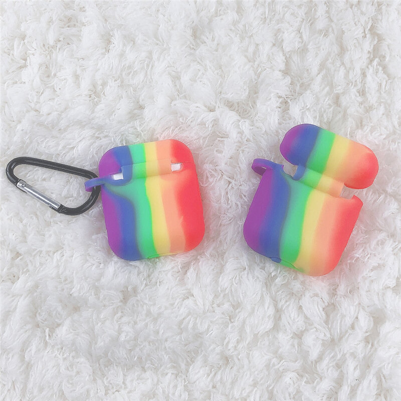 Silicone Case Rainbow Protective Cover for AirPods TPU Earphone Soft Silicone Cover for Air Pods 2 Case