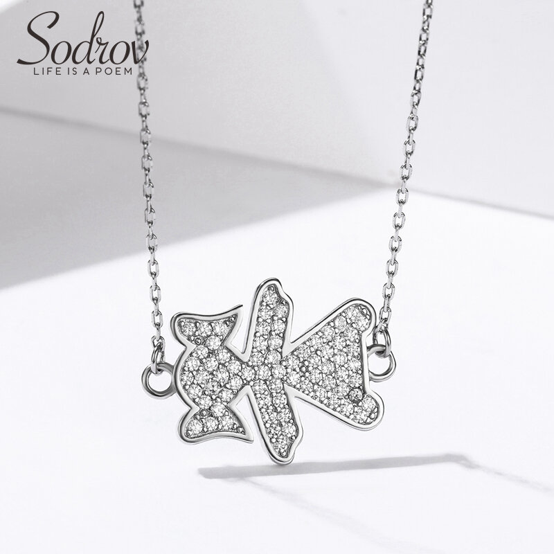 Sodrov Necklace Jewelry 925 Sterling Silver Cute Girl Womens Link Chain Pendant Fine Party Charm