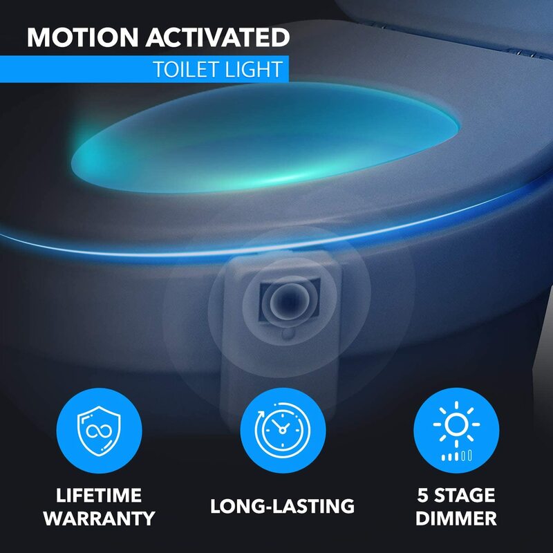 LED asiento de inodoro de luz de la noche de Sensor con detección de movimiento PIR lámpara para cuarto de baño 16 colores de fondo de iluminación para cuarto de baño