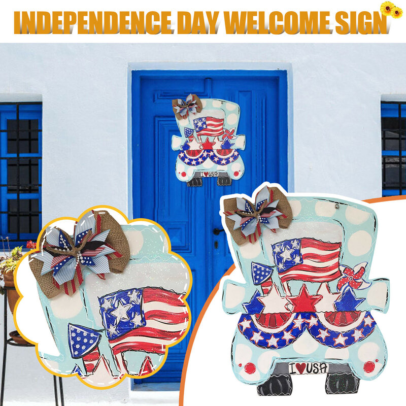 Home Decoration Accessories Independence Day Welcome Sign Decorative Vintage Wall Hanging Home Garden Wall Decor