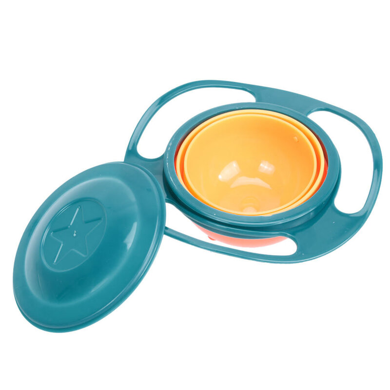 Tigela giratória universal para crianças, tigela anti-derramamento suave com rotação de 360 graus giroscópica para bebês