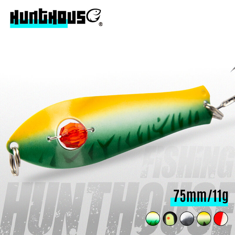 Hunthouse-señuelo de pesca giratorio de latón, cebo de 75mm y 11g para pesca de Lucio, cuchara, perca, agua dulce, LW810