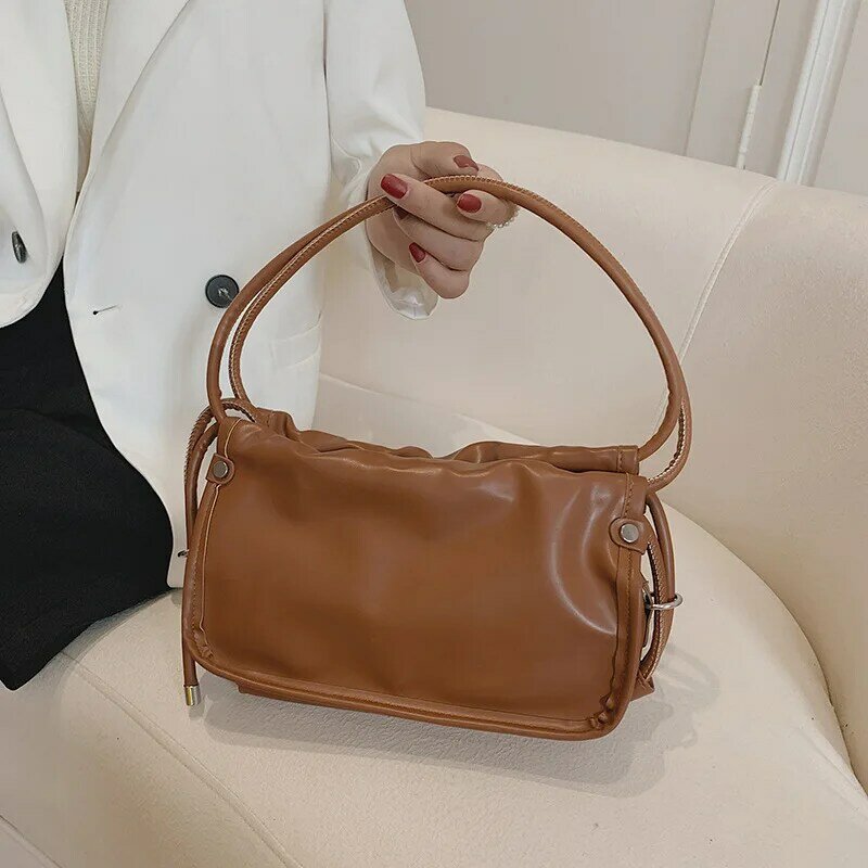 Europese En Amerikaanse Luxe Lederen Handbags2021new Vouw Textuur Mode Dames Een Schouder Onderarm Bag Hoge Kwaliteit Handtassen