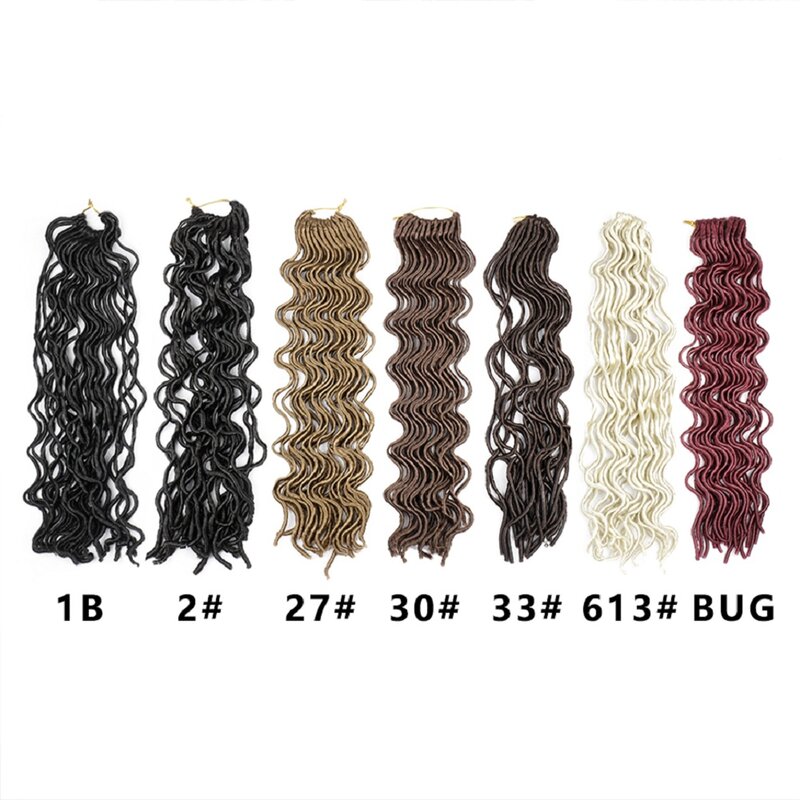 Curly Faux Locs Crochet Hair 20inch 24 Strands Synthetic Ombre Braiding Hair Extensions For Women Crochet Braids Black Bug
