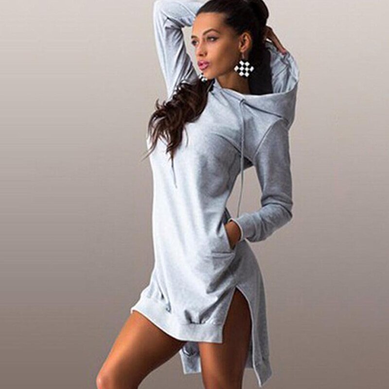 Sweat-shirt à capuche asymétrique, haut et bas, haut à manches longues, pour femmes, vêtements d'automne et d'hiver, 2021