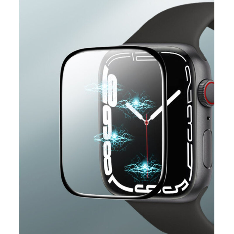 Film de protection d'écran pour Apple Watch, 2 pièces/lot, pour Apple Watch série 7 41mm 45mm, Films de protection, Transparent 3D, couverture complète