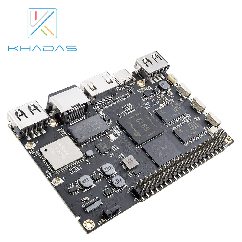 Khadas-potente ordenador de tablero único VIM2 básico, Octa Core con MIMOx2, WiFi, AP6356S, WOL, Amlogic S912, caja de bricolaje