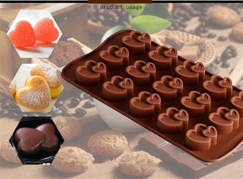 Love Heart Shaped Chocolate Mold Silicone Jelly Ice DIY Molds Fondant Sugar Tool Baking Tools Kitchen Cooking Accessories