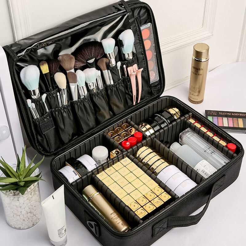 Marca profissional caso de maquiagem beleza feminina caixa de unhas cosméticos organizador viagem multicamadas saco de armazenamento malas para maquiagem