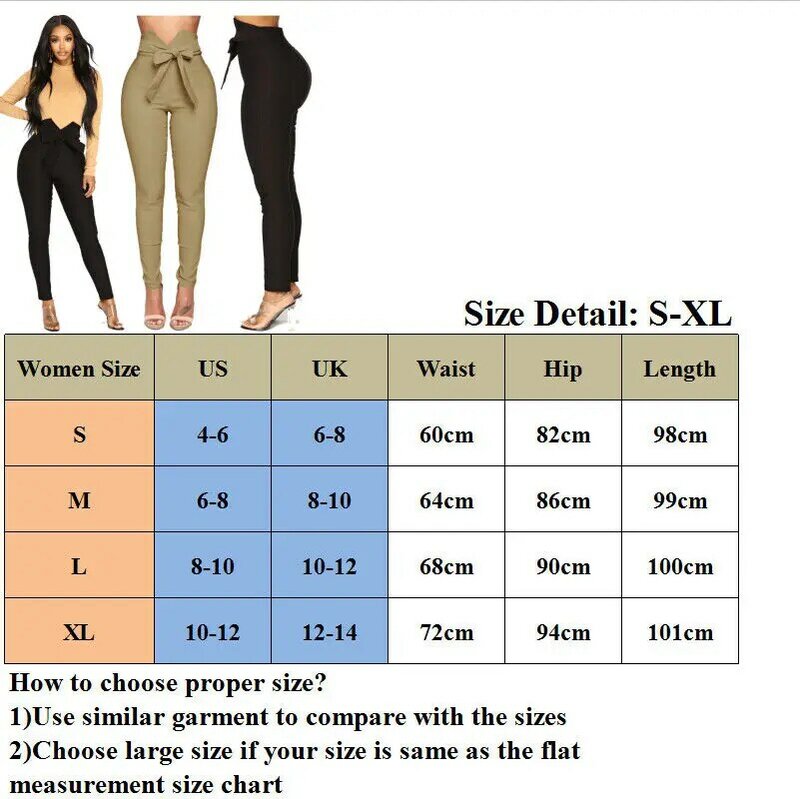 Pantalones informales de cintura alta para mujer, pantalón entallado largo con lazo, elásticos, 2019