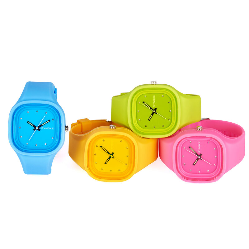 SYNOKE-Relojes deportivos coloridos para niños y niñas, pulsera Digital LED de silicona, resistente al agua, con fecha, para estudiantes