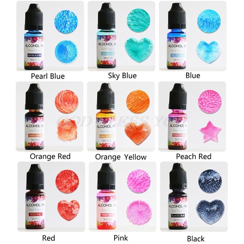 Kit de pigments en résine époxy, 24 couleurs, 10ML, Art, encre, alcool, liquide, Colorant, Diffusion, UV, fabrication de bijoux