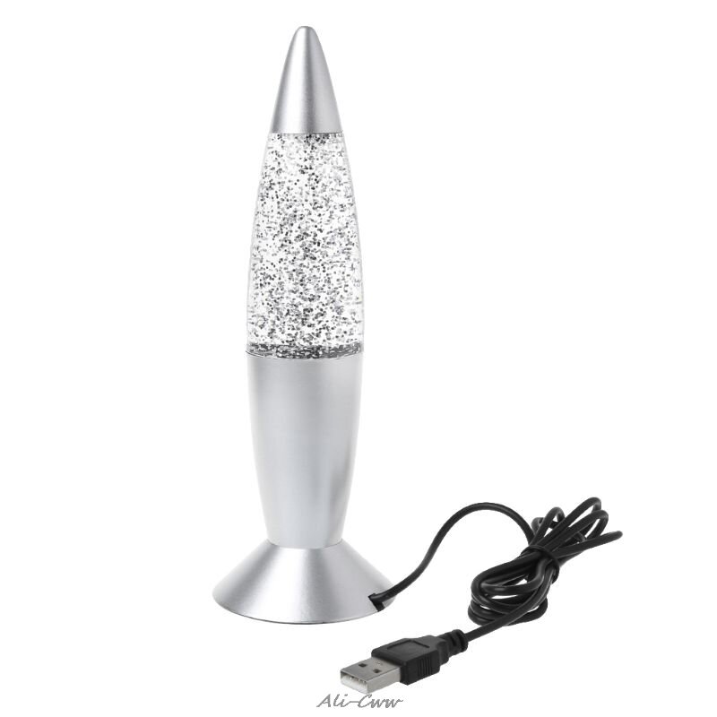 Nova marca 1pc 3d foguete multi cor mudando lava lâmpada rgb led glitter festa humor noite luz presente de natal lâmpada cabeceira noite