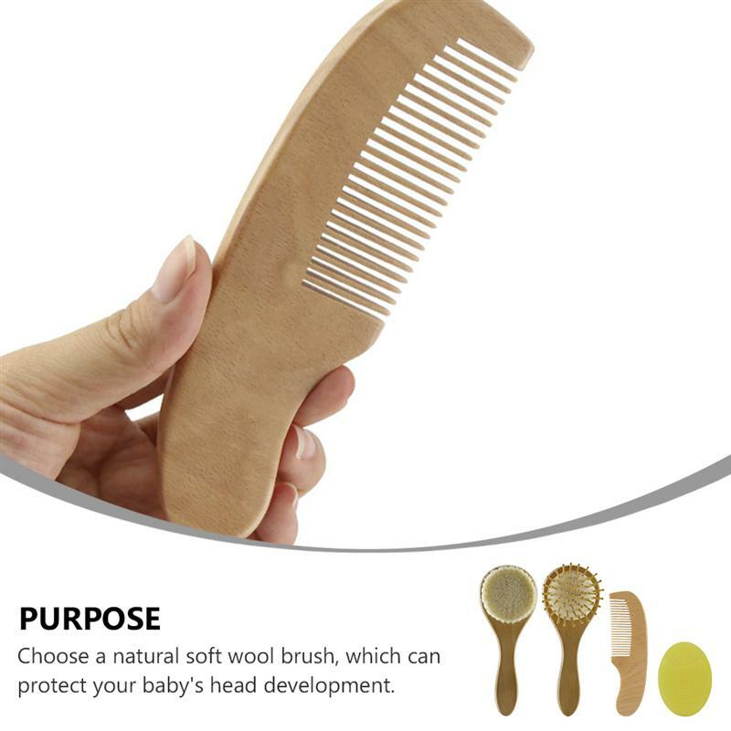 1Set Handheld Infant Shower Practical Wool Brush with Comb Baby Bath Brush