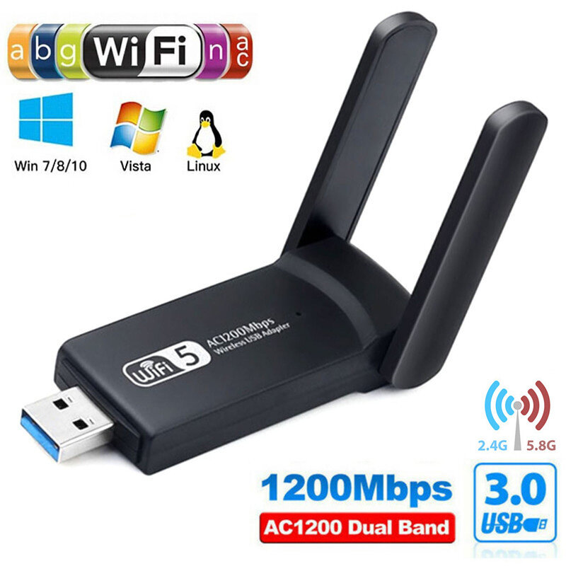 USB3.0 1200M sieć Wifi Adapter do kart 5.8GHz dwuzakresowe Wifi klucz sprzętowy bezprzewodowy karta sieciowa AC obsługa sieci Ethernet Win 7/8/10/Vista