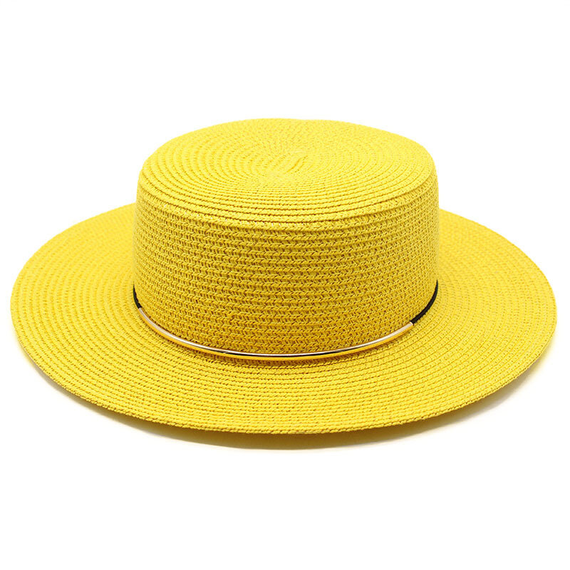 20 Color Natural fresco amplia sombrero con visera de Jazz de sombrero de paja de verano femenino francés sombrero Panamá planos de las mujeres de playa protección contra el sol sombrero de paja