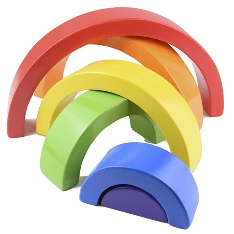 Giocattolo di legno arcobaleno giocattolo blocchi fai da te creativo impilamento equilibrio gioco educativo giocattolo per bambini regalo