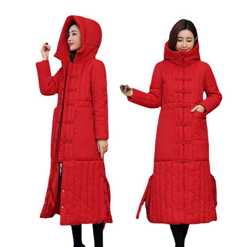 Abrigo acolchado de algodón para mujer, abrigo largo acolchado de algodón, con estampado, nuevo, invierno, 2021