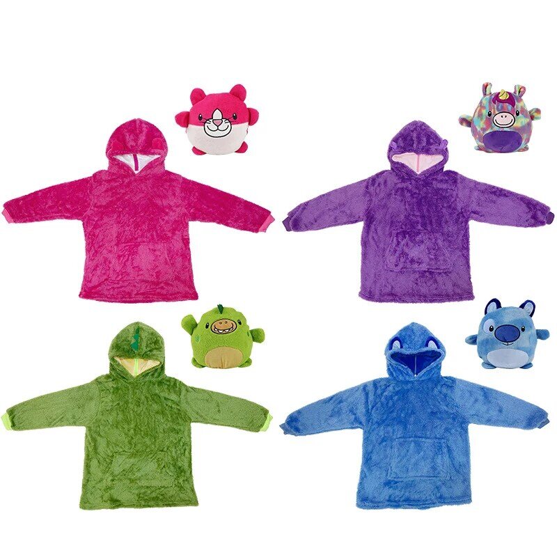 Deken Sweatshirt Oversized Deken Capuchon Voor Kinderen Zachte Fleece Wearable Deken Met Grote Zakken Voor Jongens Meisjes