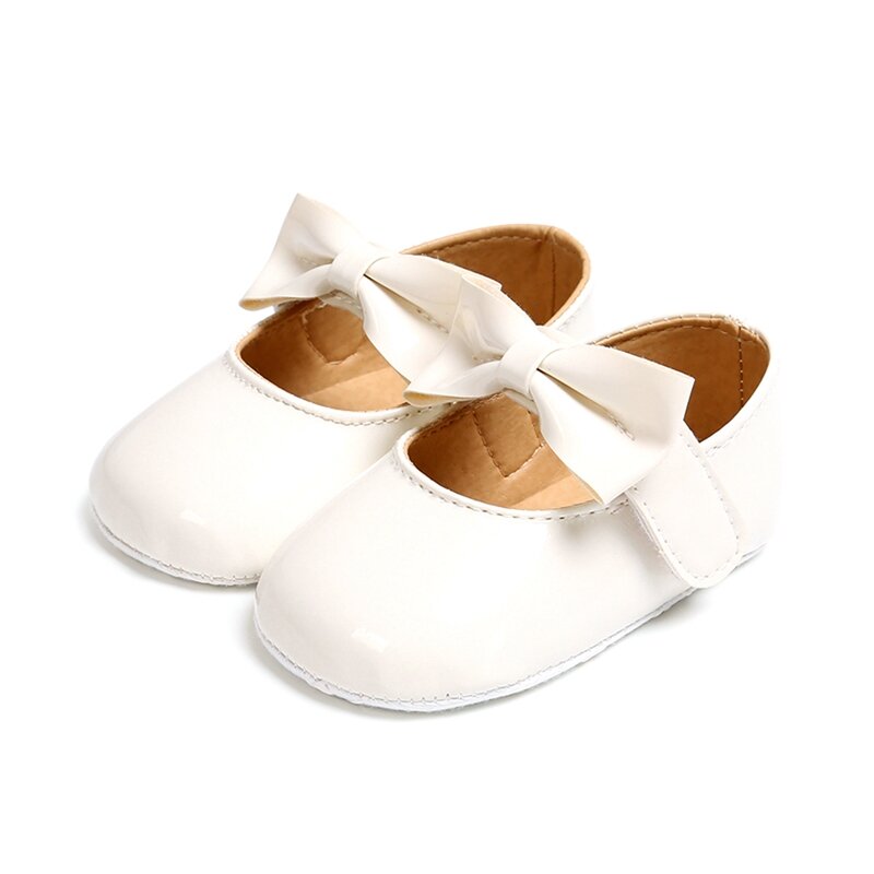 Zapatos de PU con lazo para bebé, suela blanda para niñas recién nacidas