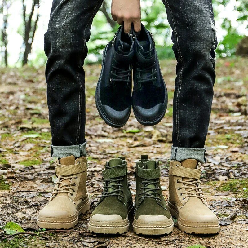 Brand Spring Men's Casual Shoes For Man Fashion Suede Leather Breathable Outdoor Sneakers Shoes Tooling shoes Men's vintage boot