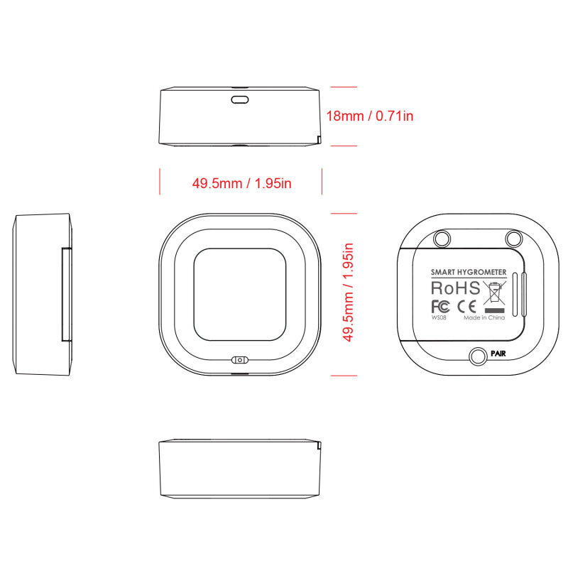 Mini thermomètre et hygromètre sans fil Bluetooth 5.0, détecteur d'air, affichage à l'écran, capteur de température et d'humidité pour l'intérieur