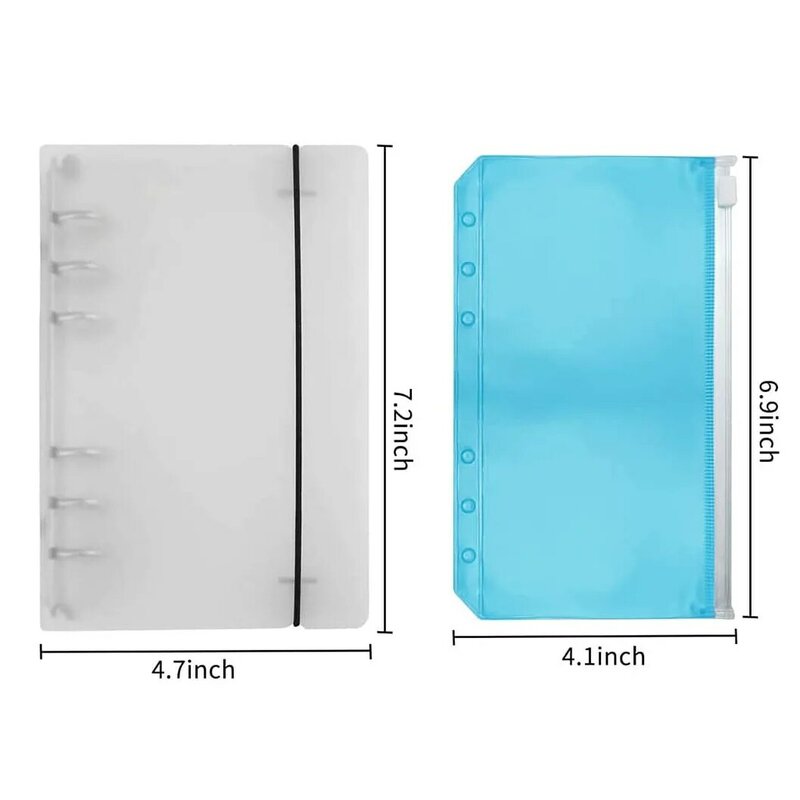 15 Pieces A6 Clear PVC 6-Ring Binder Cash Envelopes for Budgeting with 12Pcs Colorful Zipper Pockets,2 Self-adhesive Label