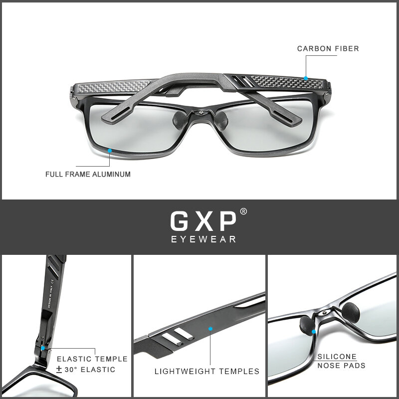 GXP Fashion Aluminum Polarized Sunglasses Goggles Anti-glare Driving Sun glasses Photochromic UV400 Lens Eyewear Accessories